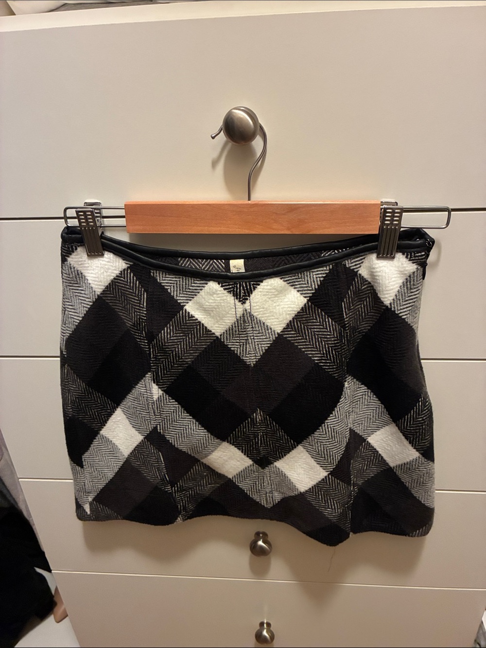 Free People Black & White Plaid Mini Skirt